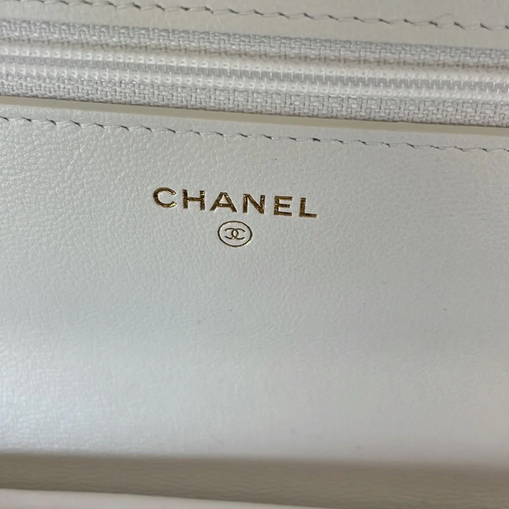 Chanel 22p rare wallet on chain crossbody bag multi color pastel white pink - Picture 8 of 11